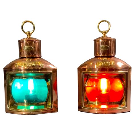 Pair of Solid Brass Port and Starboard Ship’s Lanterns For Sale at 1stDibs
