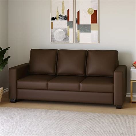 WESTIDO Orlando Leatherette 3 Seater Sofa (Finish Color - Brown, Diy(Do ...