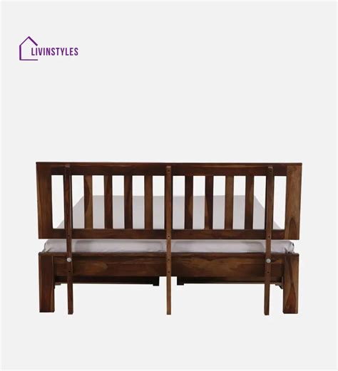 Annie Sheesham Wood Queen Size Bed In Walnut Teak Finish With Drawer S ...