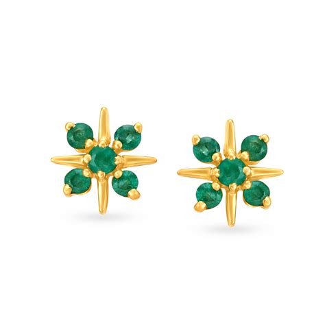 Sparkling Emerald Stud Earrings for Kids