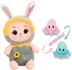MAURYA Original Quality Sunflower Bunny And Reversible Octopus Soft toy ...
