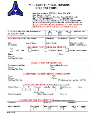 Military Funeral Honors Request Form - Blank Fillable Template | Fill ...