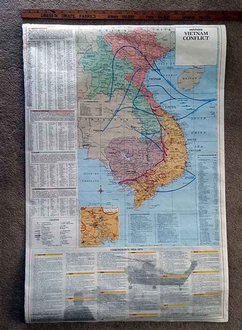 VIETNAM CONFLICT MAP By Hammond Wall Map 38" x 25" | #4620383025