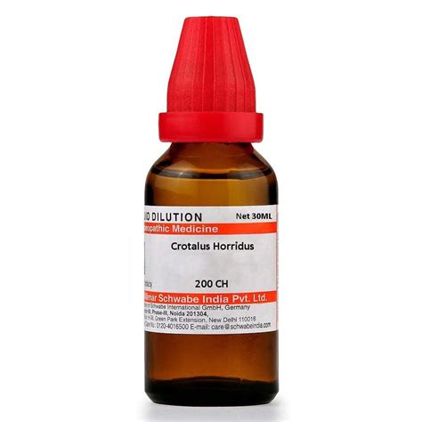 Buy Dr.Willmar Schwabe Crotalus Horridus 200 CH Dilution, 30 ml | 19 ...