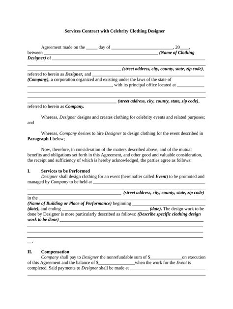contract between fashion designer and client pdf Doc Template | pdfFiller