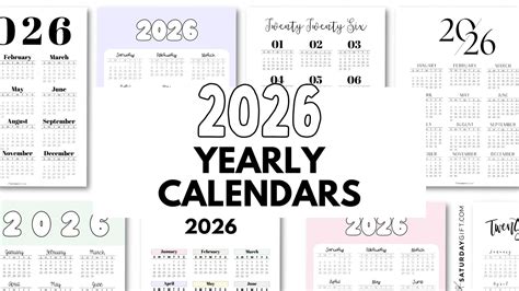 2026 Calendar Printable Yearly