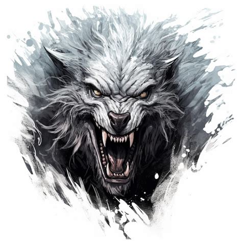 A close up of a drawing of a wolf with its mouth open generative ai ...