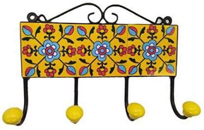 INDIA MEETS INDIA Handpainted Ceramic Tiles on Wrought Iron Key Holders ...