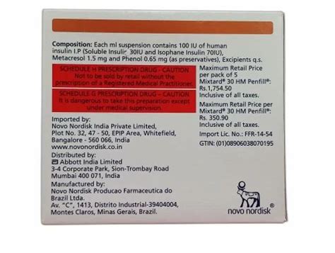 INSULIN INJECTION - Mixtard 30HM /50 Penfill Injection Wholesale Trader ...