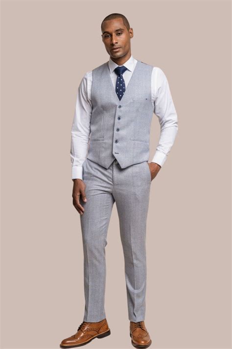 Cavani | Cavani Caridi Men's Sky Slim Fit Textured Check Waistcoat ...