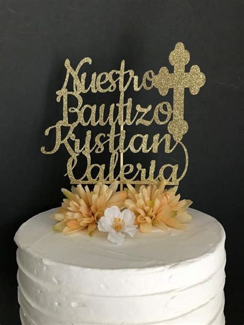 Buy Nuestro Bautizo 2 Name Cake Topper, Custom Nuestro Bautizo Cake ...