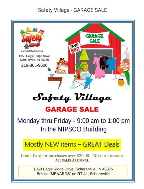 Tri Town Safety Village Garage Sale, Open Monday Through Friday 9am-1pm ...