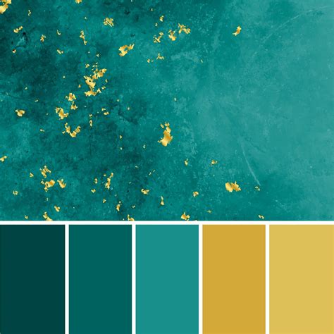 Teal and Gold Color Palette with Vibrant Green and Yellow Hues