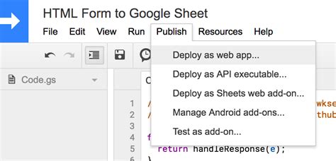 Image result for Code to Send Data for HTML Forms to Google Sheets