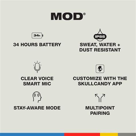 Skullcandy Mod in-Ear Wireless Earbuds, Dual-Device Pairing, Stay-Aware ...