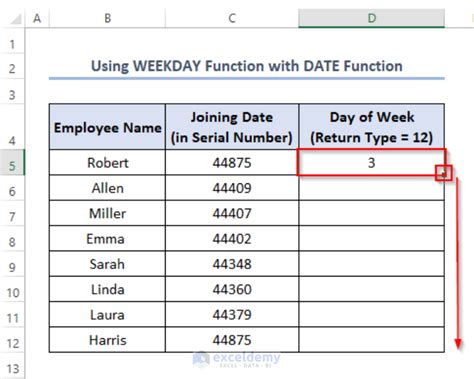 Weekday Function in Excel 的图像结果