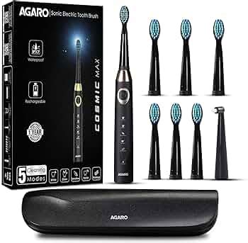 AGARO COSMIC PLUS MAX Sonic Electric tooth brush for adults with 5 ...