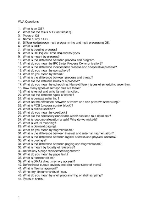 OS VIVA questions - OS viva - VIVA Questions What is an OS? What are ...