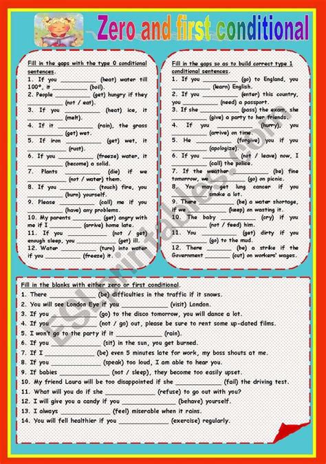 Image result for Zero or First Conditional Worksheet