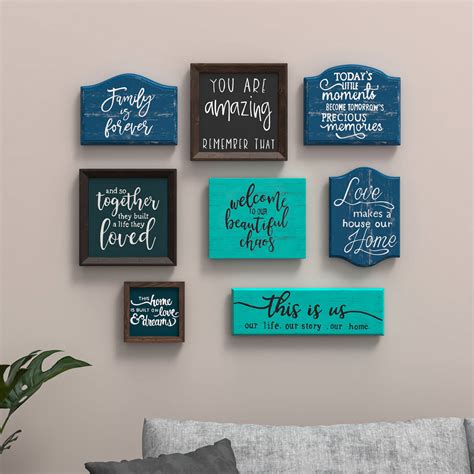 Buy Signage Gallery Wall - Blue & Teal | Set of 8 Online On Zwende