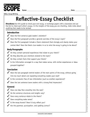 Fillable Online Reflective-Essay checklist Fax Email Print - pdfFiller
