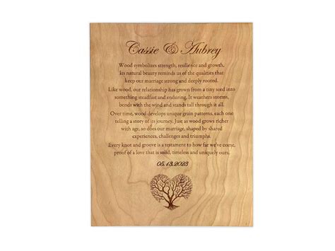 Traditional Wood 5th Anniversary Gift Symbolic Meaning