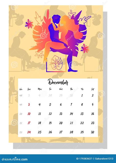 People Make Love. Concept Calendar for 2021 Stock Illustration ...