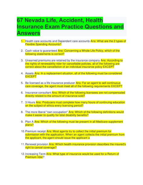 Image result for Health Insurance License Exam Questions