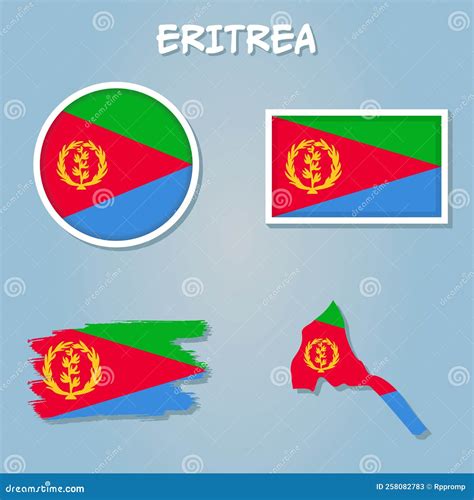 Vector of Eritrea Country Outline Silhouette with Flag Set Stock Vector ...