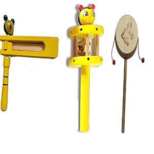 Aj Alliance Wooden Colorful Attractive Non Toxic Rattles, Musical Toys ...