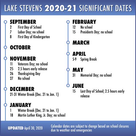 Calendar updates! *The... - Lake Stevens School District