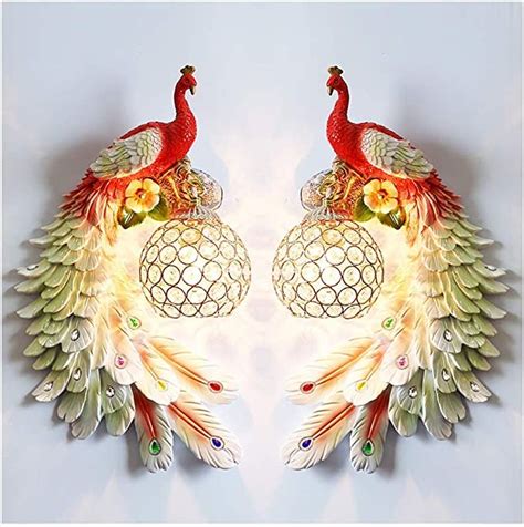 Peacock Wall Mounted LED Night Lamp Antique Wall Light Lamp (Peacock ...
