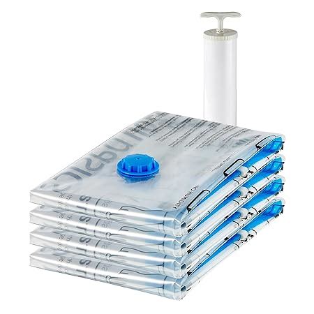 amazon basics Plastic Vacuum Compression Zipper Storage Bags With Hand ...