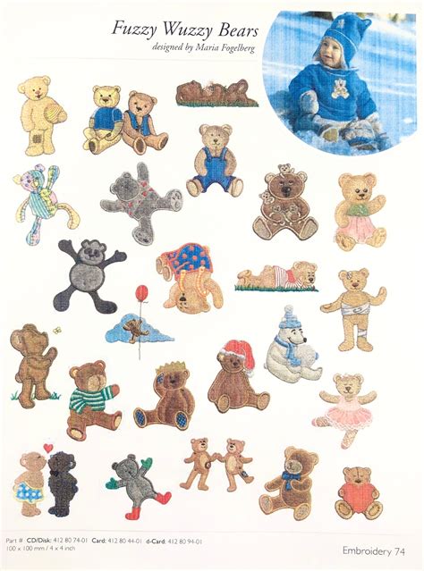 Fuzzy Wuzzy Bears Embroidery Designs Disk 74 for Husqvarna Viking ...