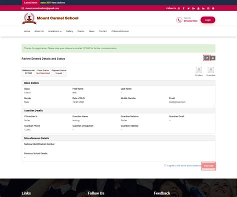 I can’t see the online admission payment link (page) from where student ...
