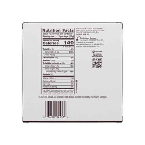 Hershey Kiss Nutrition Information - NutritionFactsHub.com