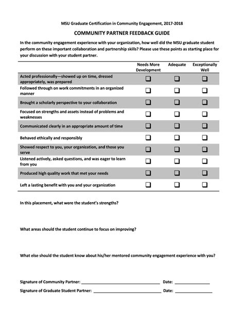 Fillable Online COMMUNITY PARTNER FEEDBACK GUIDE Fax Email Print ...
