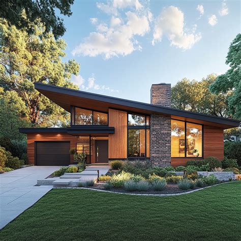 Mid Century Modern Home | Village house design, Facade house, Dream ...