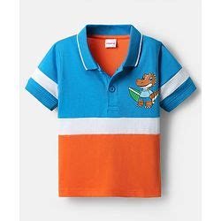 Babyhug 100% Cotton Knit Half Sleeves Cut & Sew Polo T-Shirt with Dino ...