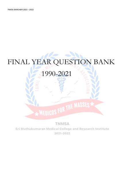 Tnmsa Final YEAR Qbank - FINAL YEAR QUESTION BANK 1990 - 2021 ...