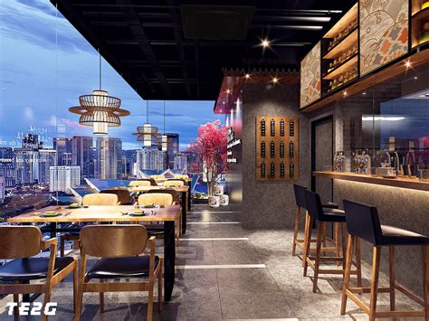 美式休闲餐厅吧台设计 – 设计本装修效果图