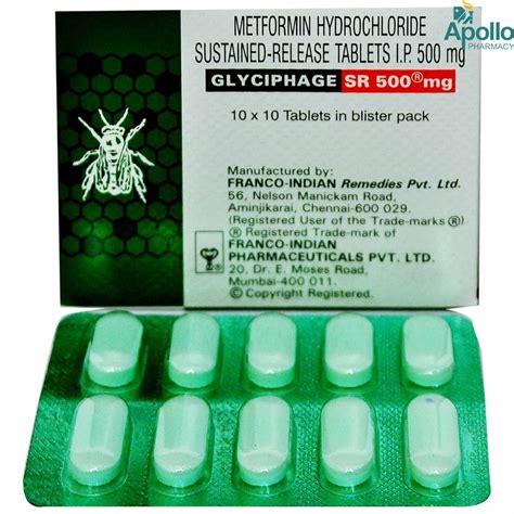 Glyciphage SR 500 mg Tablet 10's Price, Uses, Side Effects, Composition ...