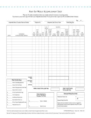 MARY KAY WEEKLY ACCOMPLISHMENT P SHEET 2020-2025 - Fill and Sign ...