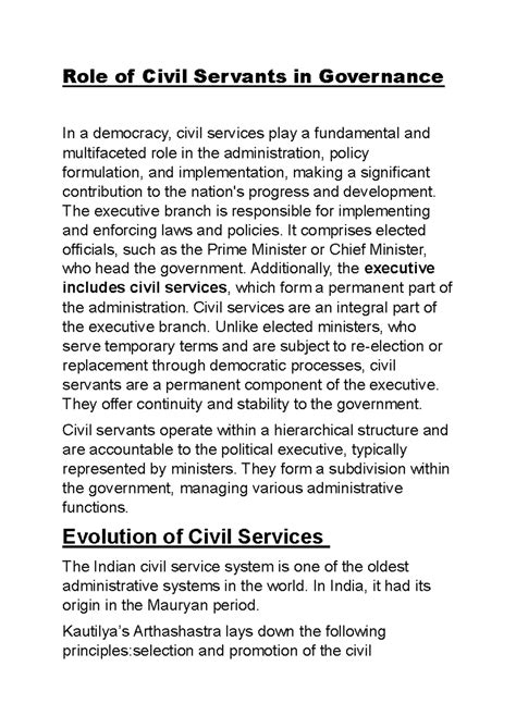 The Role of Civil Servants in Governance: A Comprehensive Overview ...