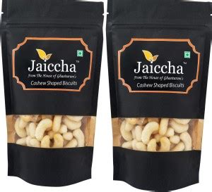 Jaiccha Namkeen Snacks-Pack of 2 Tea Time Cashew Shaped Biscuits 100 ...