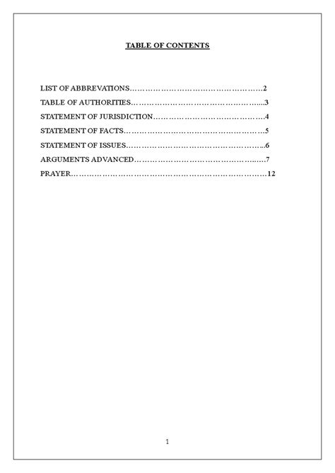 Moot court-2 - Moot arguments - TABLE OF CONTENTS LIST OF - Studocu