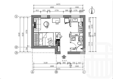 Plano de casa de 80 m2 con un techo a dos aguas una recámara y un baño ...