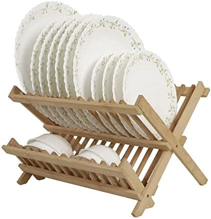Buy HOKIPO® Folding 2-Tier Bamboo Plate Stand Online at Low Prices in ...