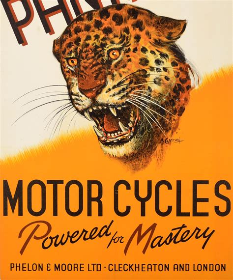 Original Vintage Advertising Poster Panther Motor Cycles Jaguar Motorcycle Art For Sale at 1stDibs