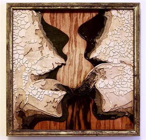 A layered wood version of my "Do It Like You Mean It" piece. 24 x 24 inches, stained layered ...